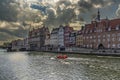 beautiful historic tenement houses along the motÃâawa river in gdaÃâsk Royalty Free Stock Photo